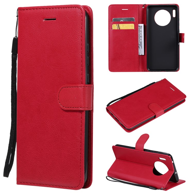 Caso Del Soporte Del Cuero De La Cartera De Color Sólido Para Huawei Se Aparean 30 - Rojo-1