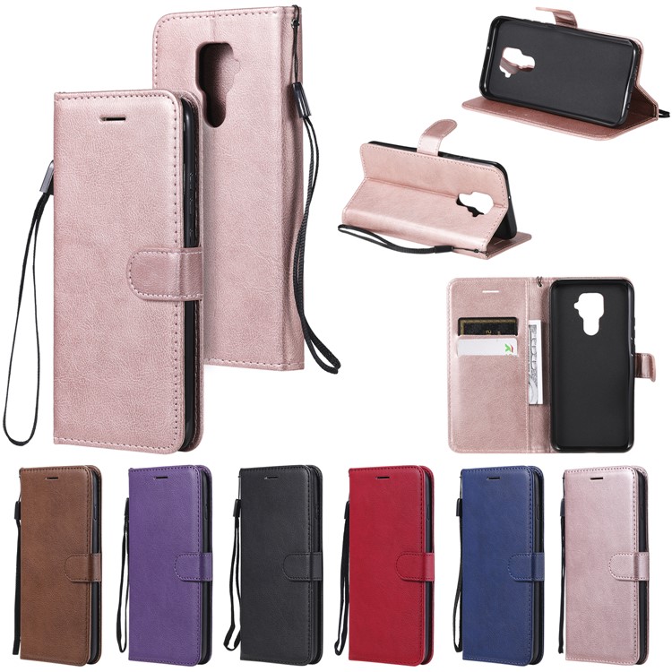 Solid Color Wallet Leather Stand Cell Phone Case for Huawei Mate 30 Lite/nova 5i Pro - Rose Gold-12