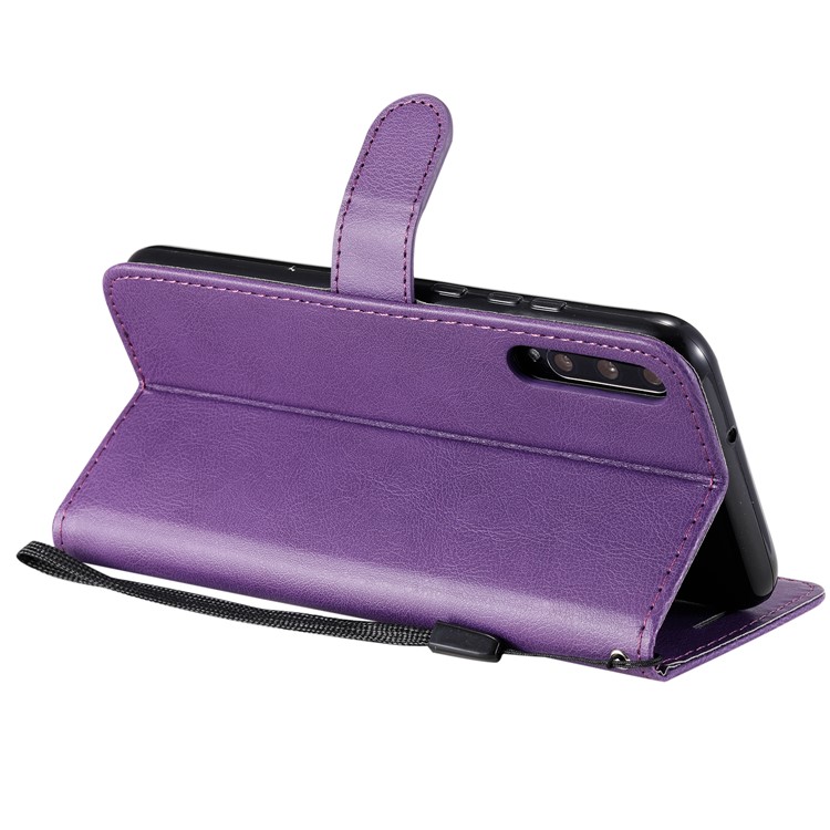 Solid Color Wallet Leather Stand Mobile Phone Case Covering for Huawei Honor Play 3 - Purple-10