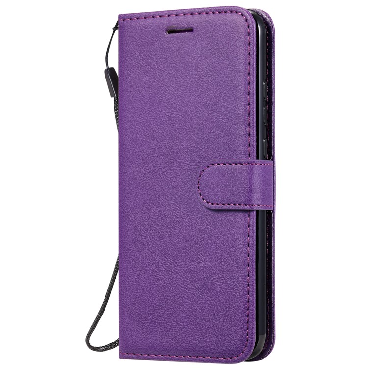 Solid Color Wallet Leather Stand Mobile Phone Case Covering for Huawei Honor Play 3 - Purple-4