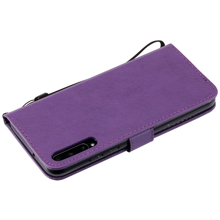 Solid Color Wallet Leather Stand Mobile Phone Case Covering for Huawei Honor Play 3 - Purple-8