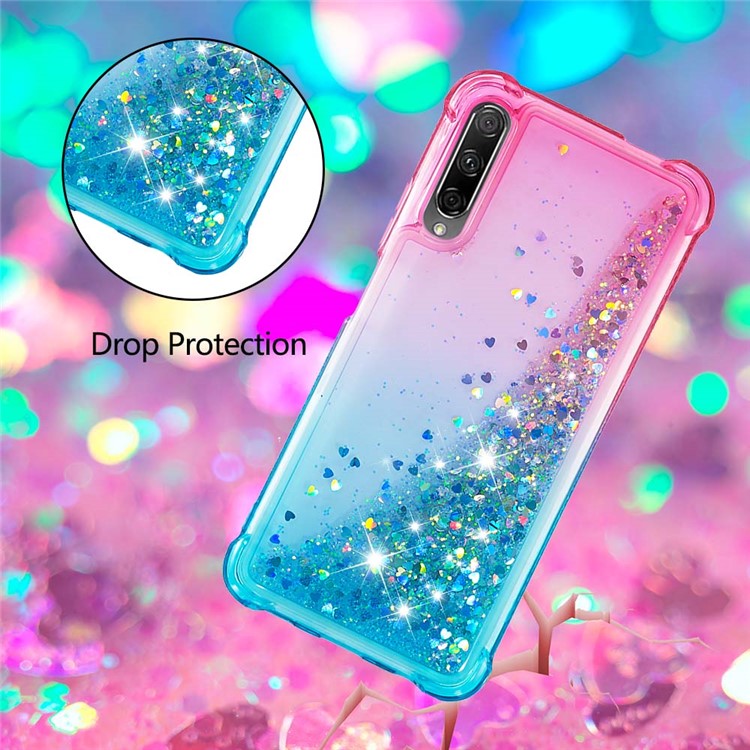 Gradient Glitter Powder Quicksand TPU Case for Huawei Honor 9X Pro / 9X (For China) - Rose / Baby Blue-3