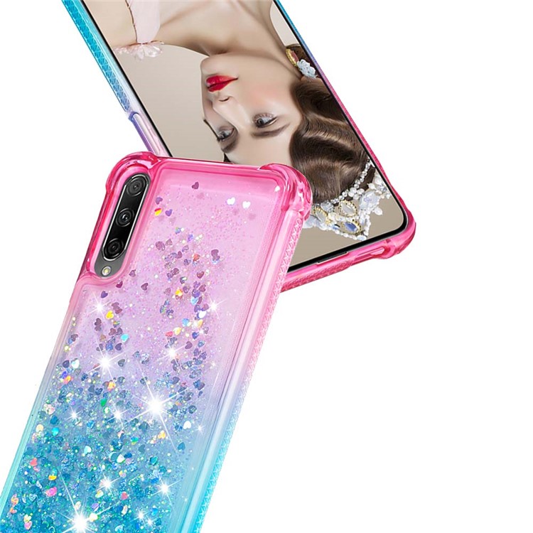 Gradient Glitter Powder Quicksand TPU Case for Huawei Honor 9X Pro / 9X (For China) - Rose / Baby Blue-6