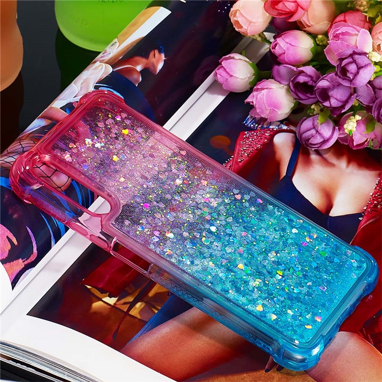 Gradient Glitter Powder Quicksand TPU Case for Huawei Honor 9X Pro / 9X (For China) - Rose / Baby Blue-7