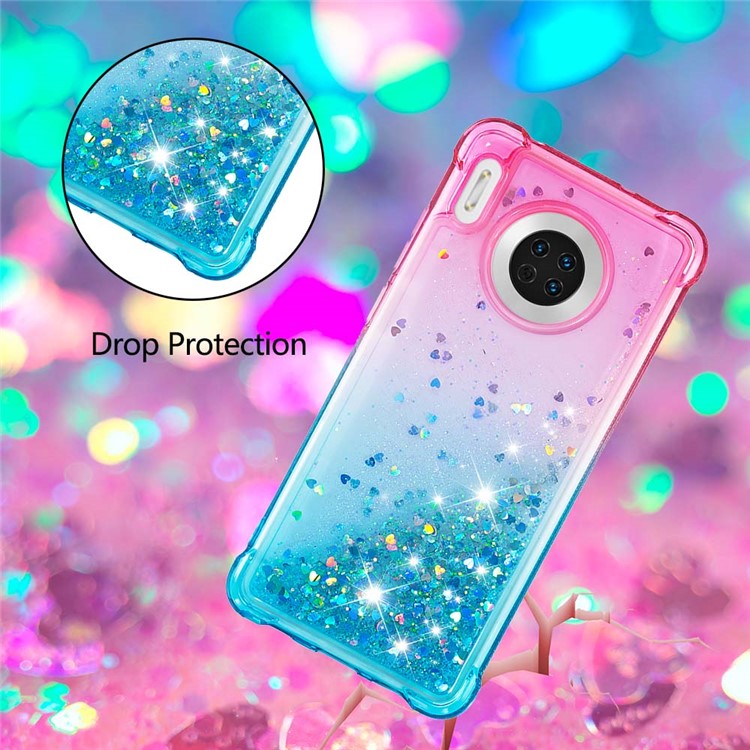 Gradient Glitter Powder Quicksand TPU Case for Huawei Mate 30 - Rose+Baby Blue-3