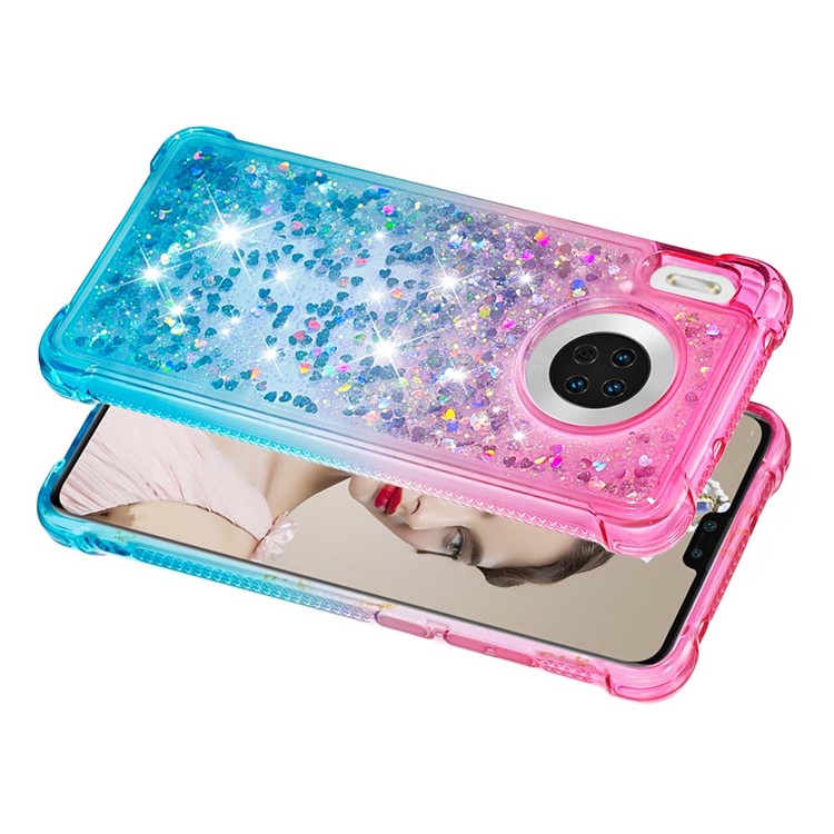 Gradient Glitter Powder Quicksand TPU Case for Huawei Mate 30 - Rose+Baby Blue-5