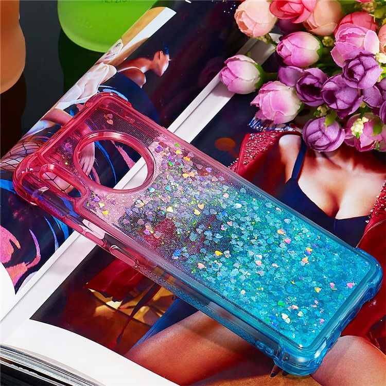 Gradient Glitter Powder Quicksand TPU Case for Huawei Mate 30 - Rose+Baby Blue-7