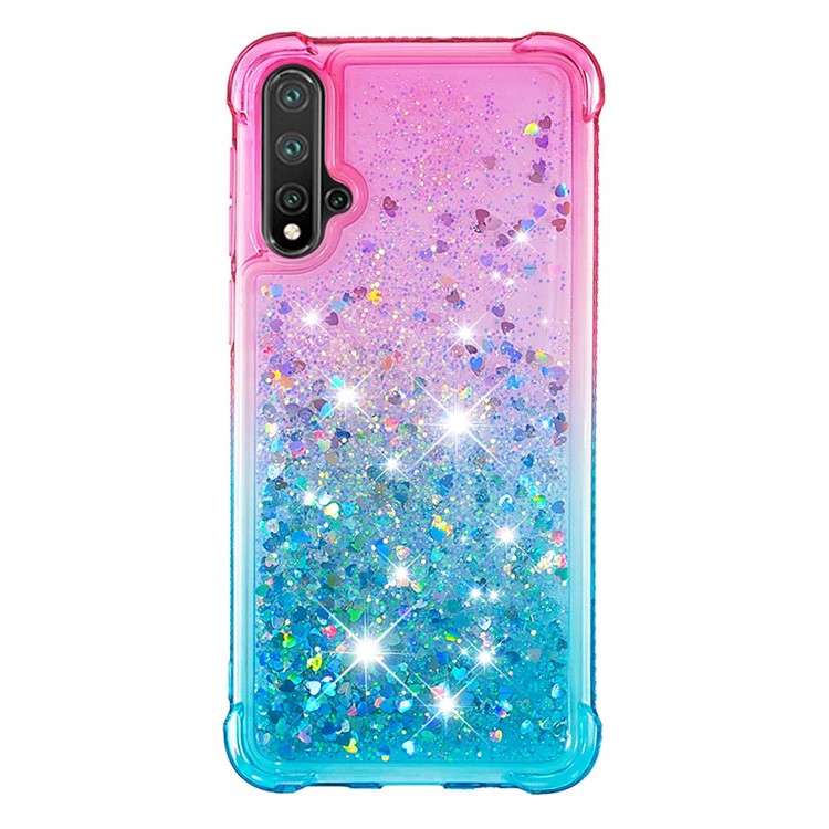 Gradient Glitter Powder Quicksand TPU Case for Huawei Nova 5 Pro / Nova 5 - Rose+Baby Blue-2