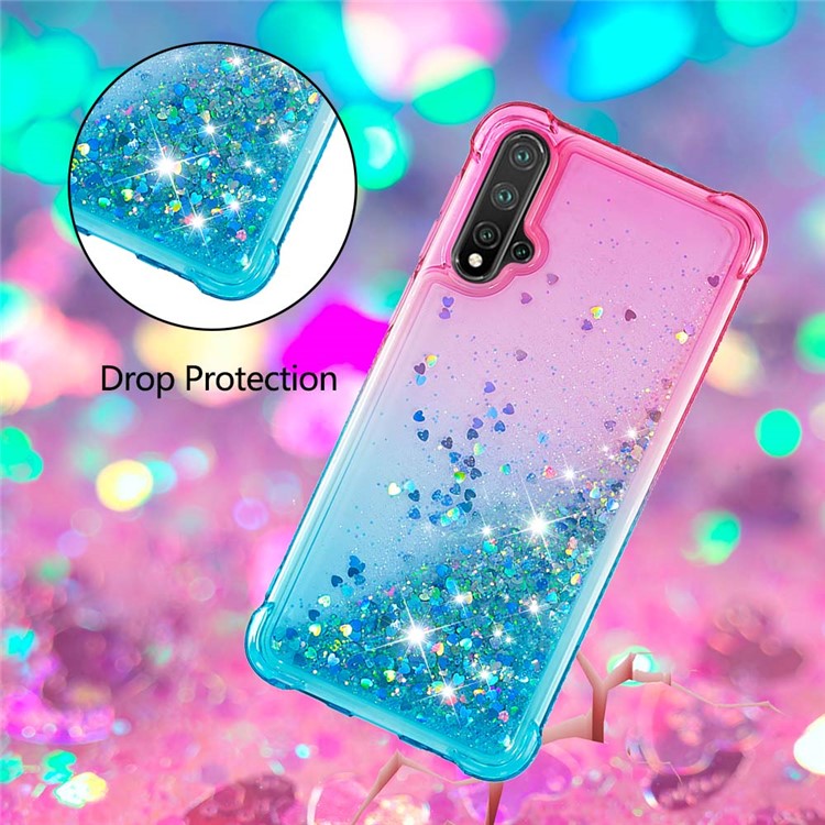 Gradient Glitter Powder Quicksand TPU Case for Huawei Nova 5 Pro / Nova 5 - Rose+Baby Blue-3