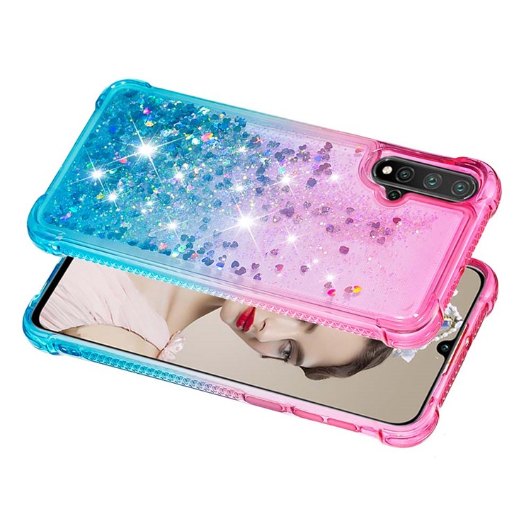 Gradient Glitter Powder Quicksand TPU Case for Huawei Nova 5 Pro / Nova 5 - Rose+Baby Blue-5