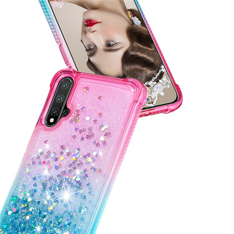 Gradient Glitter Powder Quicksand TPU Case for Huawei Nova 5 Pro / Nova 5 - Rose+Baby Blue-6