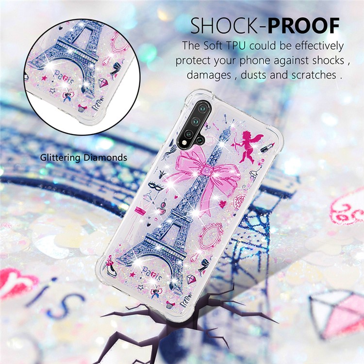 Patterned Quicksand Shockproof TPU Back Case for Huawei Nova 5/ Nova 5 Pro - Tower-4