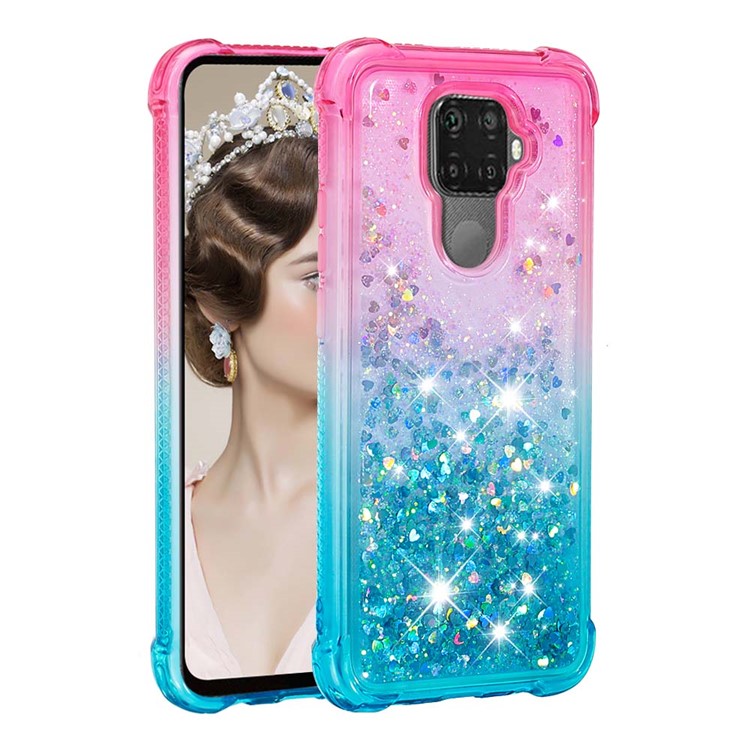 Gradient Glitter Powder Quicksand TPU Phone Case for Huawei Mate 30 Lite/nova 5i Pro - Rose / Baby Blue-4