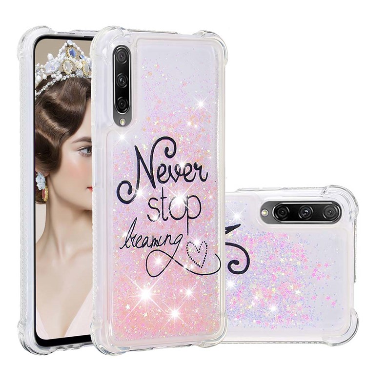 Liquid Glitter Powder Quicksand Shockproof TPU Case for Huawei Honor 9X (For China)/Honor 9X Pro - Never Stop Dreaming-1