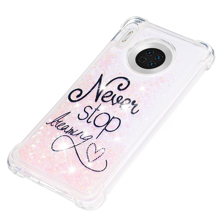 Liquid Glitter Powder Quicksand Shockproof TPU Case for Huawei Mate 30 - Never Stop Dreaming-6