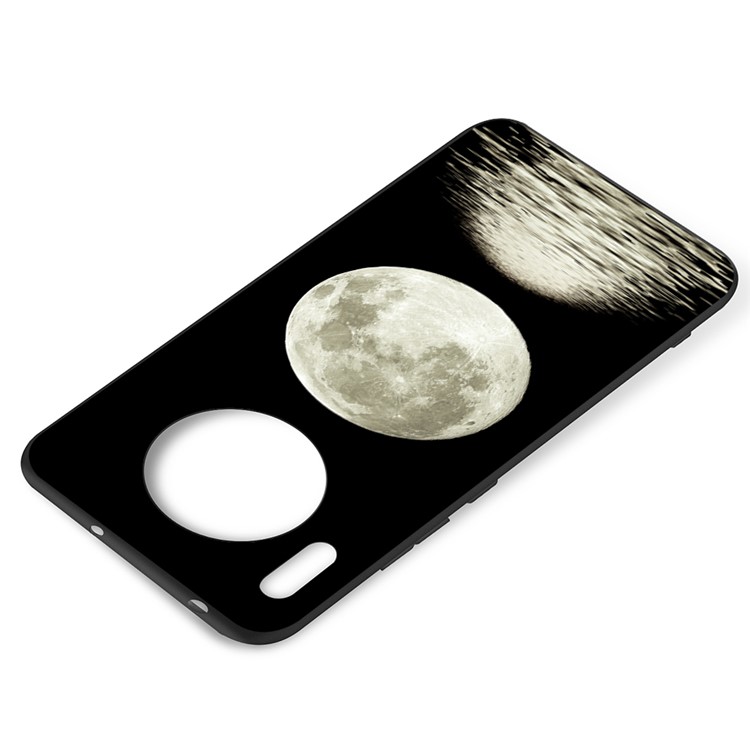 Embossment Style Printing TPU Case Shell for Huawei Mate 30 - Black / Moon-2