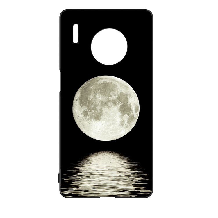 Embossment Pattern Printing TPU Cover for Huawei Mate 30 Pro - Black / Moon-1