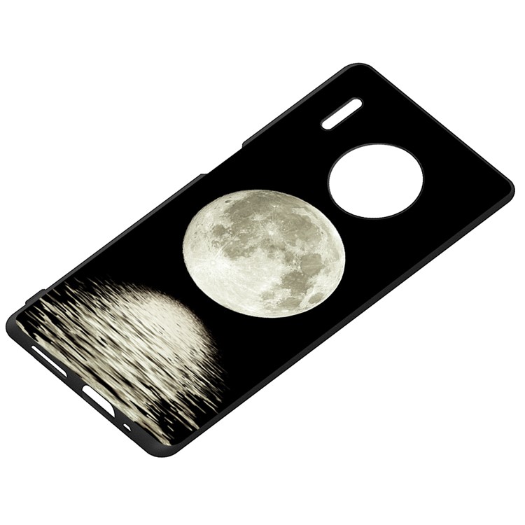 Embossment Pattern Printing TPU Cover for Huawei Mate 30 Pro - Black / Moon-2