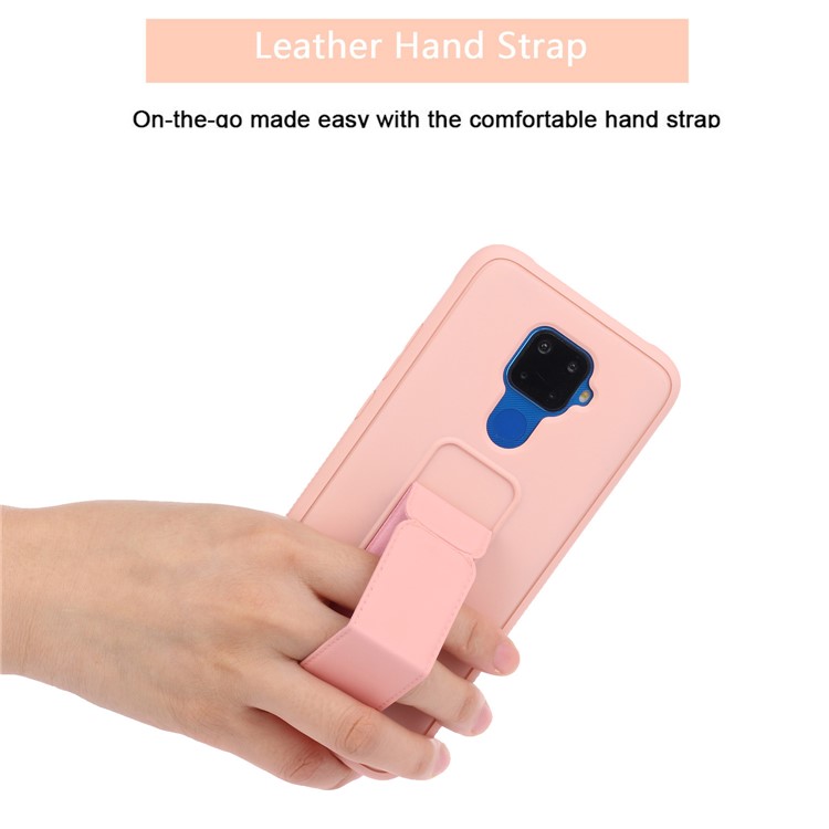 Rubberized Magnetic Hand Strap Kickstand TPU + PC Hybrid Case Phone Shell for Huawei Mate 30 Lite/nova 5i Pro - Pink-2