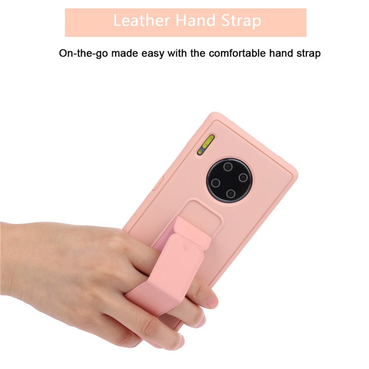 Rubberized Magnetic Hand Strap Kickstand TPU + PC Hybrid Phone Shell for Huawei Mate 30 Pro - Pink-2