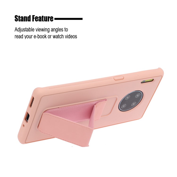 Rubberized Magnetic Hand Strap Kickstand TPU + PC Hybrid Phone Shell for Huawei Mate 30 Pro - Pink-3