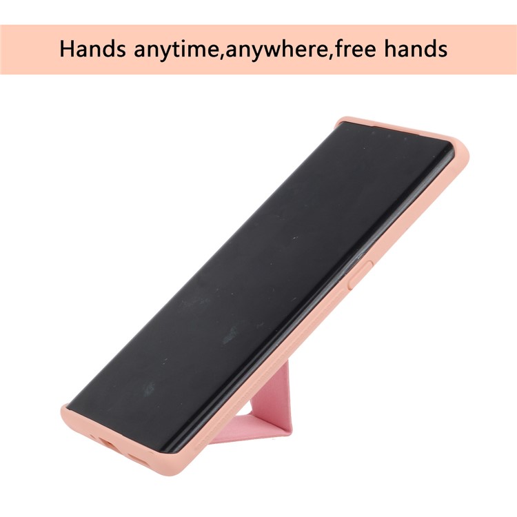 Rubberized Magnetic Hand Strap Kickstand TPU + PC Hybrid Phone Shell for Huawei Mate 30 Pro - Pink-4