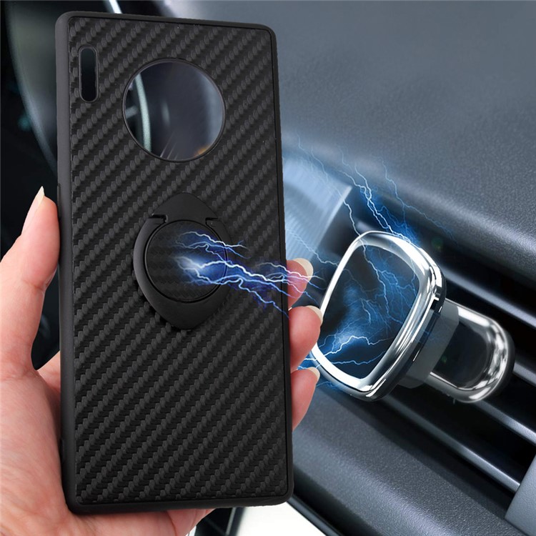 For Huawei Mate 30 Pro PU Leather+TPU Shell - Black Carbon Fiber Texture-5