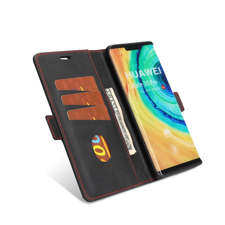 Estilo De Negócio Simples Splicing Carteira De Couro Suporte Para Huawei Acasalar 30 Pro - Preto-4