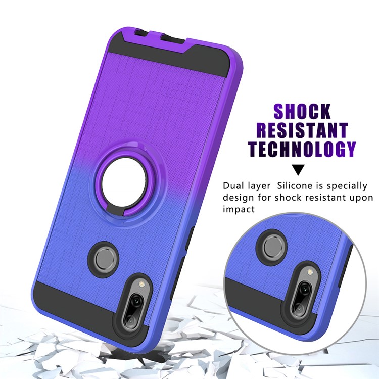 Finger Ring Kickstand Gradient Color Detachable TPU + PC Combo Case for Huawei P Smart (2019)/Honor 10i/P Smart+ 2019/Enjoy 9s - Blue / Purple-5