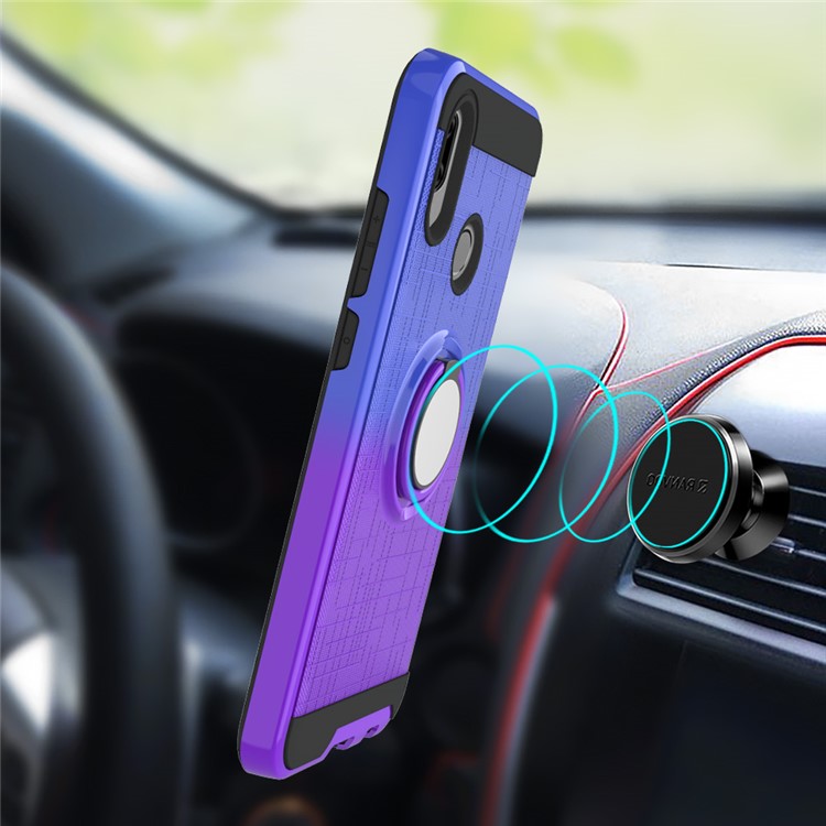 Finger Ring Kickstand Gradient Color Detachable TPU + PC Combo Case for Huawei P Smart (2019)/Honor 10i/P Smart+ 2019/Enjoy 9s - Blue / Purple-7