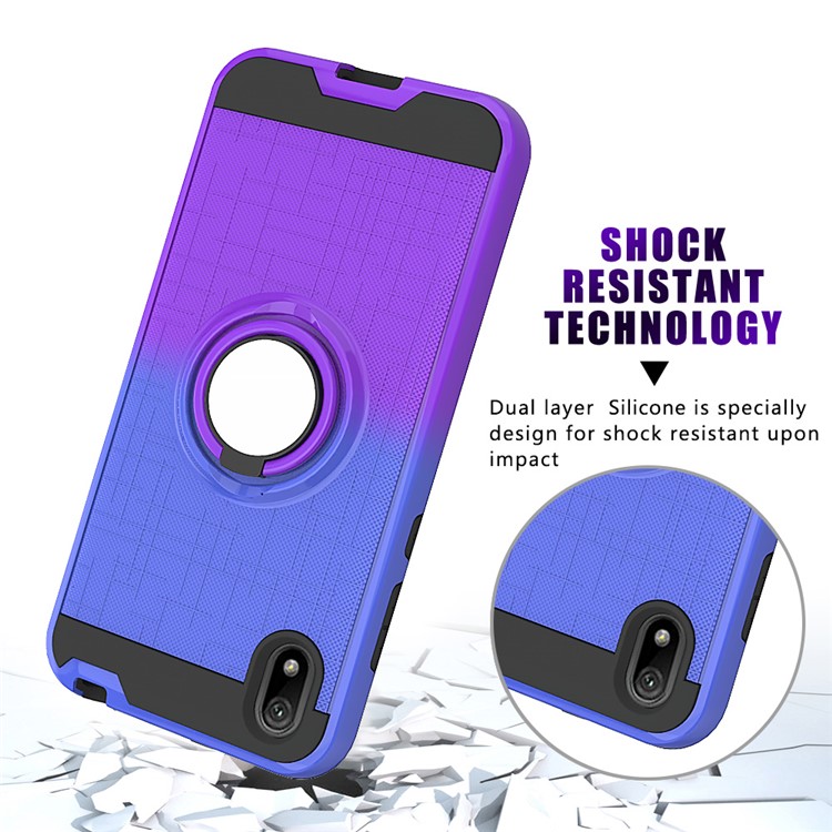 Finger Ring Kickstand Gradient Color Detachable TPU + PC Cover Case for Huawei Y5 (2019) / Honor 8S - Blue/Purple-5