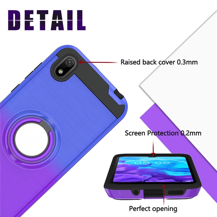 Finger Ring Kickstand Gradient Color Detachable TPU + PC Cover Case for Huawei Y5 (2019) / Honor 8S - Blue/Purple-6