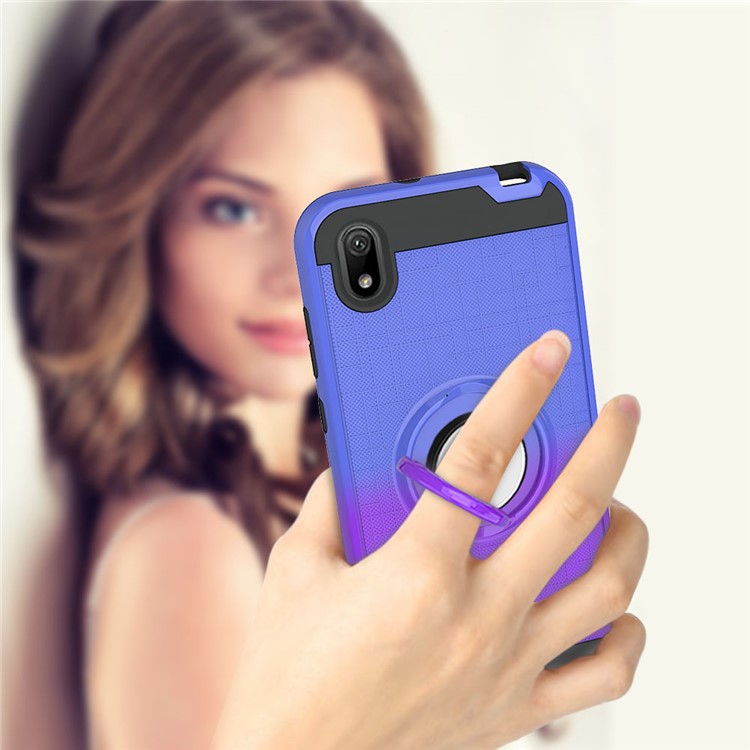 Finger Ring Kickstand Gradient Color Detachable TPU + PC Cover Case for Huawei Y5 (2019) / Honor 8S - Blue/Purple-8