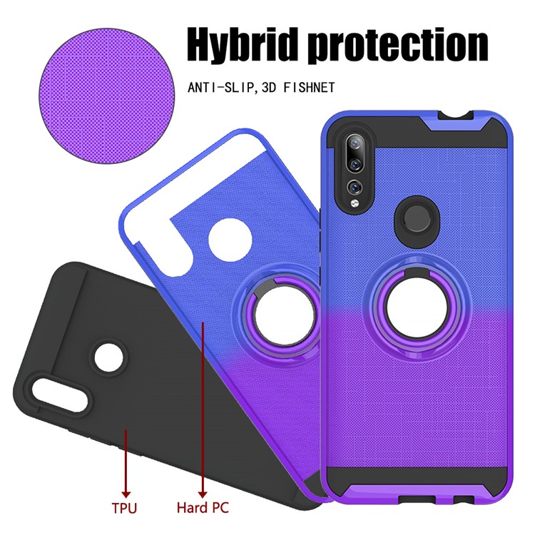 Gradient Color PC + TPU Case with Kickstand for Huawei P Smart Z/Y9 Prime 2019 - Blue/Purple-3