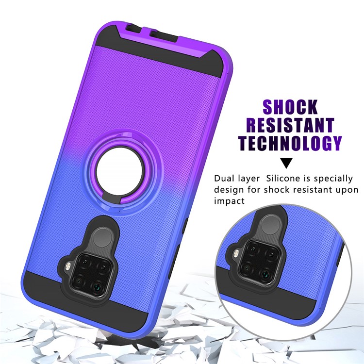 For Huawei Mate 30 Lite / nova 5i Pro Gradient Color 2 in 1 360 Degree Ring Cell Cover - Blue/Purple-5