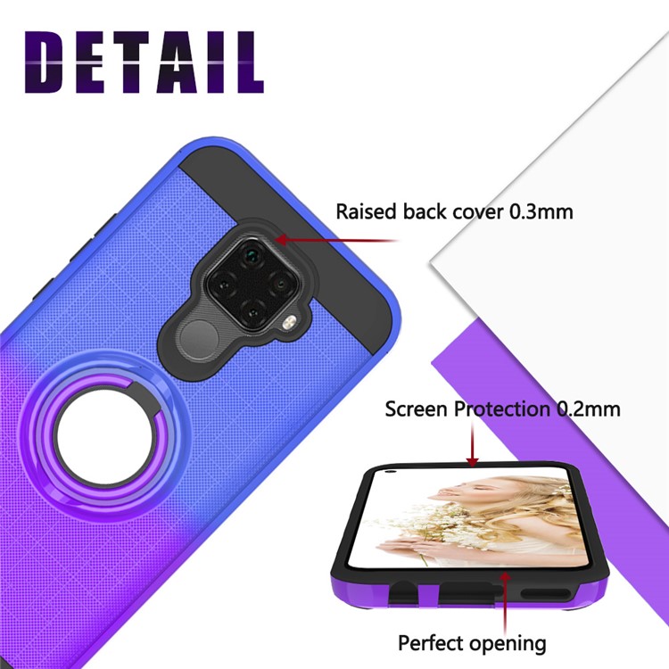 For Huawei Mate 30 Lite / nova 5i Pro Gradient Color 2 in 1 360 Degree Ring Cell Cover - Blue/Purple-6