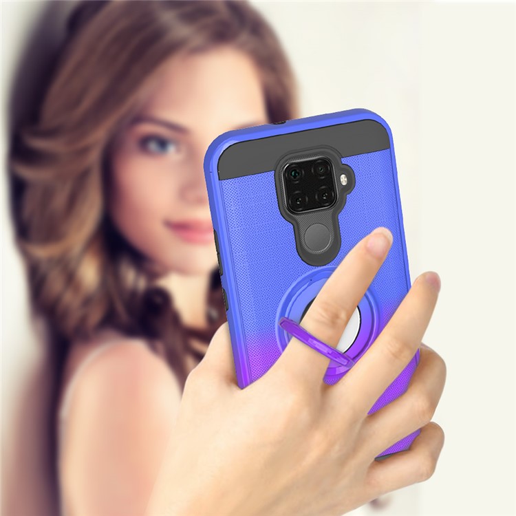 For Huawei Mate 30 Lite / nova 5i Pro Gradient Color 2 in 1 360 Degree Ring Cell Cover - Blue/Purple-8