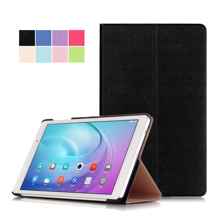 Sand-like Texture Stand Leather Case for Huawei MediaPad T2 10.0 Pro - Black-1