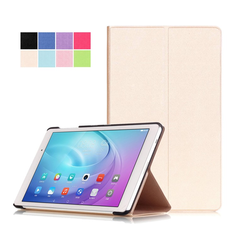 Sand-like Texture Stand Leather Case for Huawei MediaPad T2 10.0 Pro - Gold-1