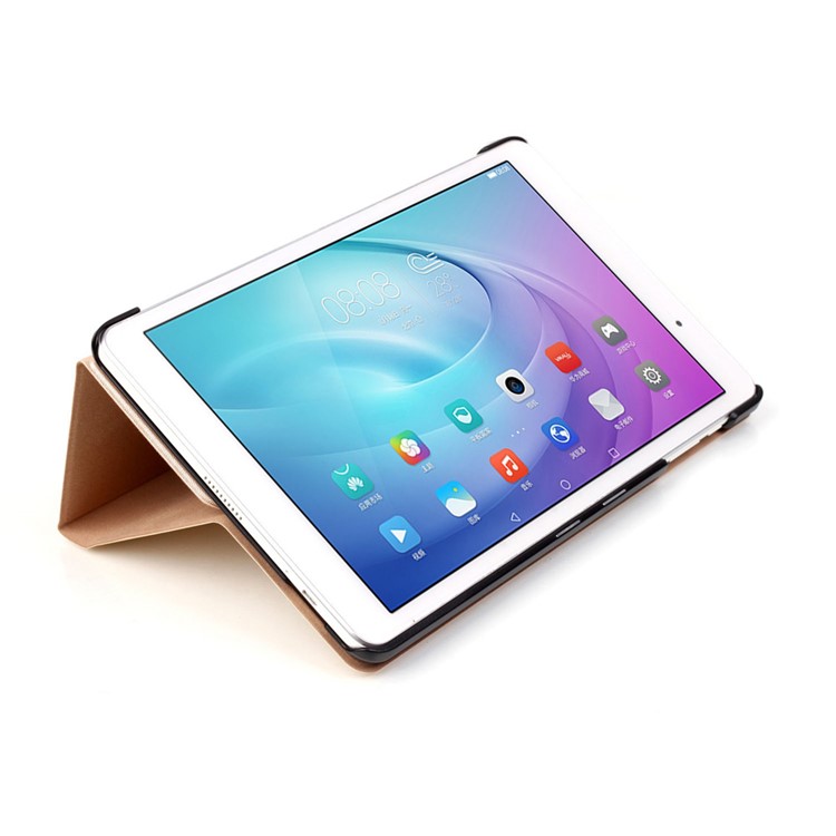 Sand-like Texture Stand Leather Case for Huawei MediaPad T2 10.0 Pro - Gold-7