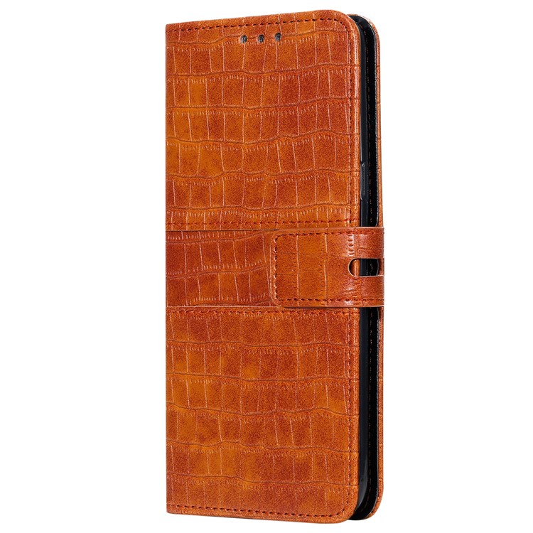 Crocodile Texture Wallet Leather Stand Phone Case Cover with Strap for Huawei Honor 20 Lite - Brown-4