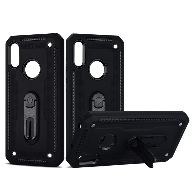 Air Outlet Shockproof PC + TPU Case Shell for Huawei Y6 (2019, with Fingerprint Sensor)/Y6 Prime (2019) - Black-1