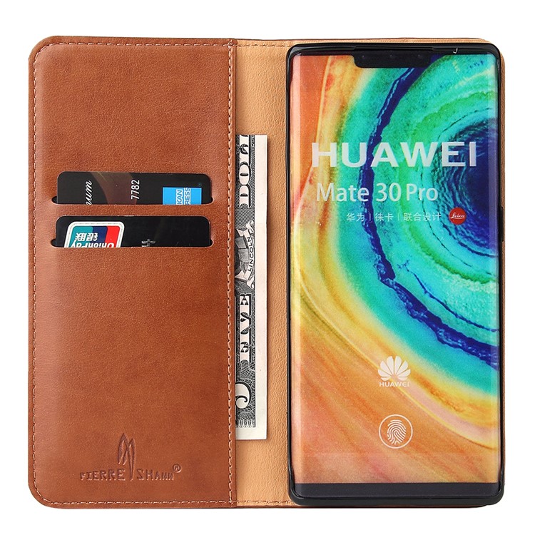 PU Leather Wallet Stand Phone Cover Case for Huawei Mate 30 - Brown-2