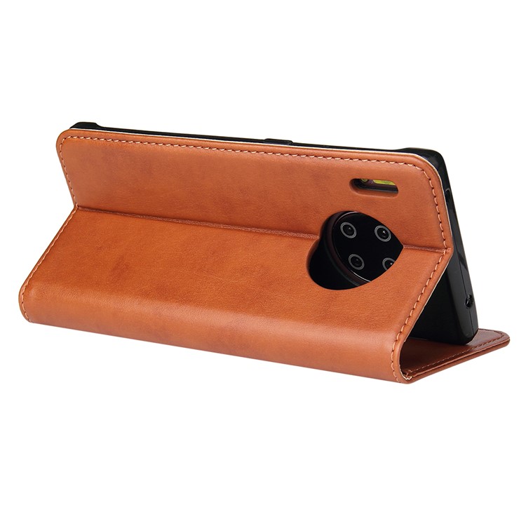 PU Leather Wallet Stand Phone Cover Case for Huawei Mate 30 - Brown-4