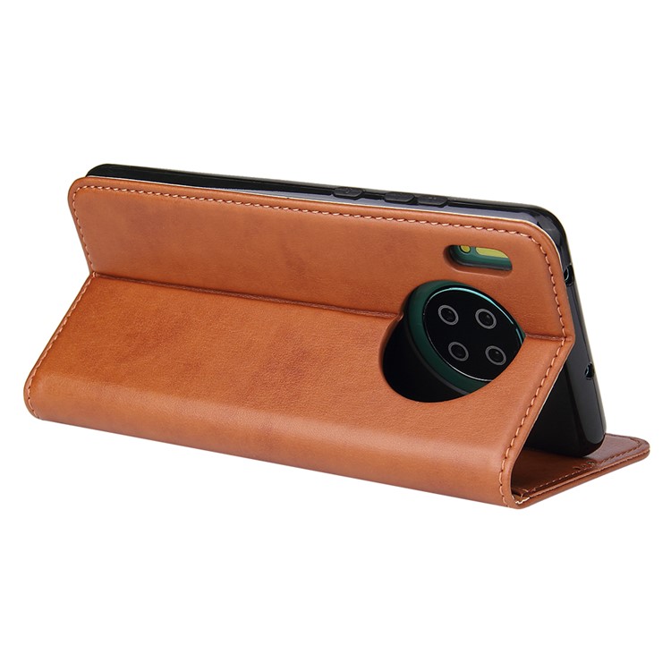 PU Leather Wallet Stand Flip Cell Phone Cover Shell for Huawei Mate 30 Pro - Brown-3