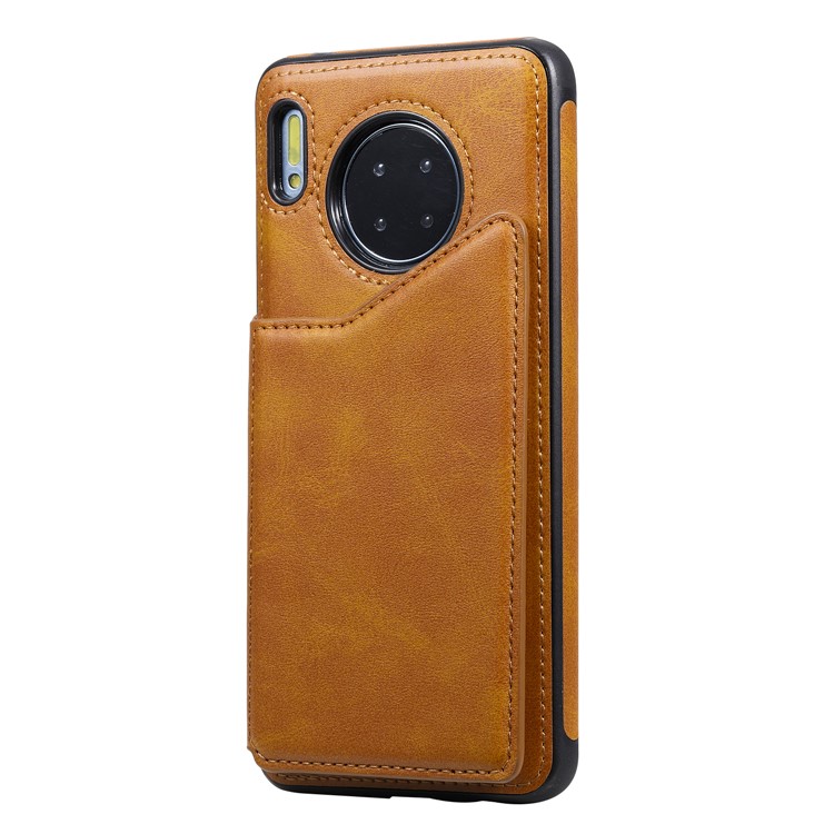 PU Leather Coated TPU Cover Phone Case with Card Slots for Huawei Mate 30 Pro - Brown-12