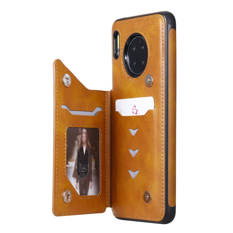 PU Leather Coated TPU Cover Phone Case with Card Slots for Huawei Mate 30 Pro - Brown-16