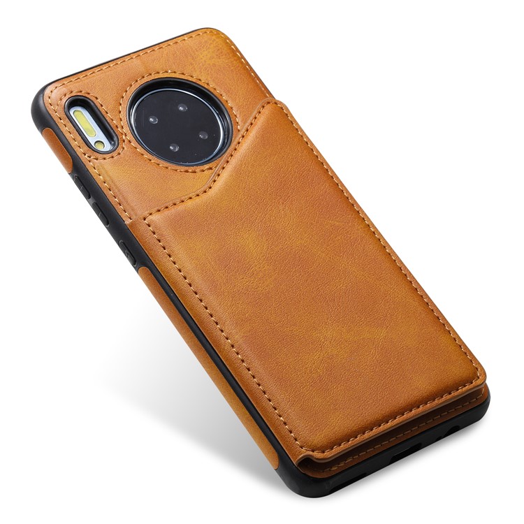 PU Leather Coated TPU Cover Phone Case with Card Slots for Huawei Mate 30 Pro - Brown-17