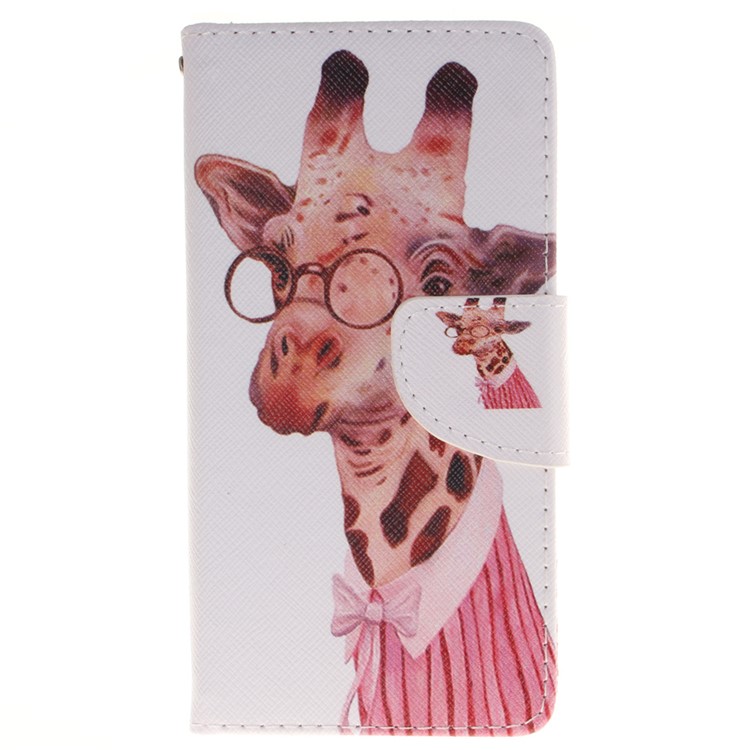 For Huawei P9 Leather Stand Phone Case - Cute Giraffe-1