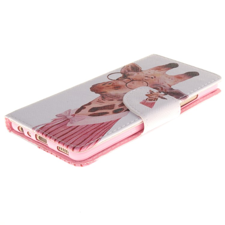 For Huawei P9 Leather Stand Phone Case - Cute Giraffe-3